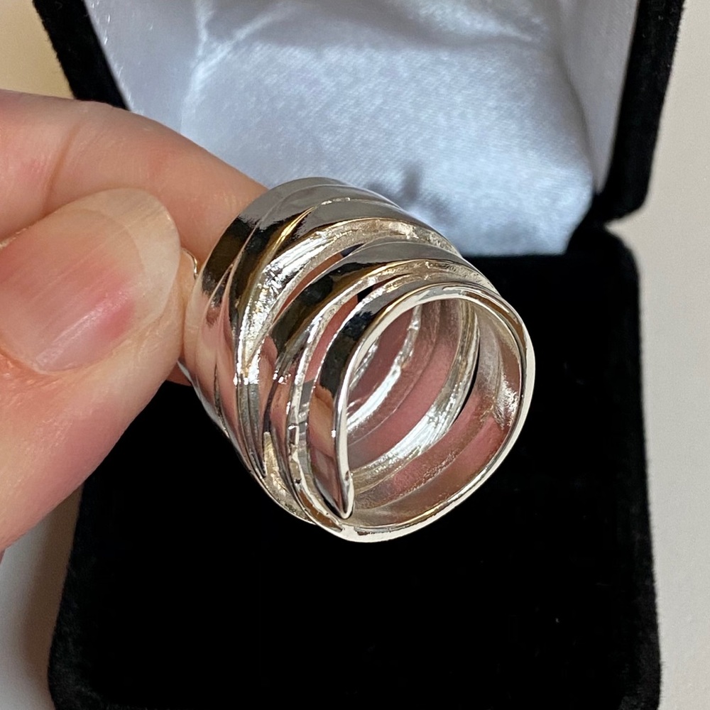 Chunky Sterling Silver Wraparound Highway Fashion Ring - Picture 4 of 11